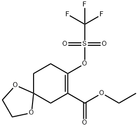 ETHYL 8-TRIFLUOROMETHANESULFONYLOXY-1,4-DIOXASPIRO[4.5]DEC-7-ENE-7-CARBOXYLATE 结构式