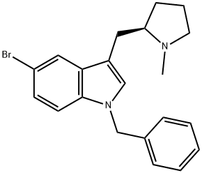 (R)-1-苯甲基-5-溴-3-((1-甲基吡咯烷-2-基)甲基)-1H-吲哚 结构式