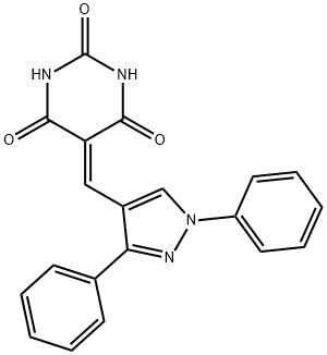 5-((1,3-diphenyl-1H-pyrazol-4-yl)methylene)pyrimidine-2,4,6(1H,3H,5H)-trione 结构式