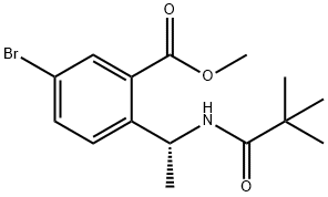 (R)-5-溴-2-(1-新戊酰氨基乙基)苯甲酸甲酯 结构式