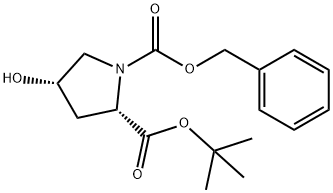 (2S,4S)-4-hydroxy-1-phenylmethoxycarbonylpyrrolidine-2-carboxylic acid tert-butyl ester 结构式