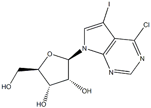 (2R,3R,4S,5R)-2-(4-氯-5-碘-7H-吡咯并[2,3-D]嘧啶-7-基)-5-(羟甲基)四氢呋喃-3,4-二醇 结构式