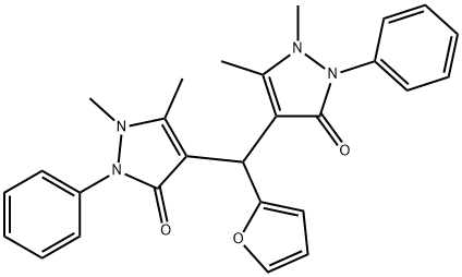 4,4-(furan-2-ylmethylene)bis(1,5-dimethyl-2-phenyl-1,2-dihydro-3H-pyrazol-3-one) 结构式
