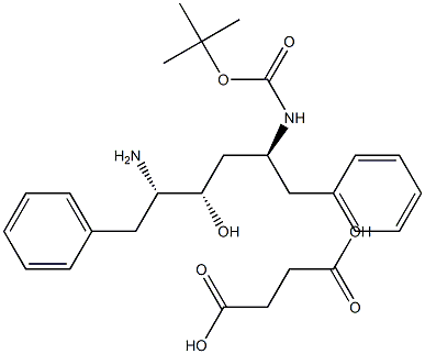 (2S,3S,5S)-5-tert-Butyloxycarbonylamino-2-amino-3-hydroxy-1,6-diphenylhexane succinate 结构式