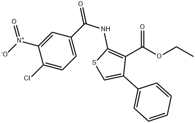 ethyl 2-(4-chloro-3-nitrobenzamido)-4-phenylthiophene-3-carboxylate 结构式