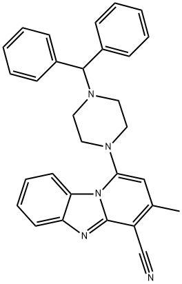 1-(4-benzhydrylpiperazin-1-yl)-3-methylbenzo[4,5]imidazo[1,2-a]pyridine-4-carbonitrile 结构式