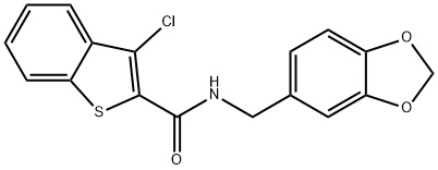 N-(benzo[d][1,3]dioxol-5-ylmethyl)-3-chlorobenzo[b]thiophene-2-carboxamide 结构式