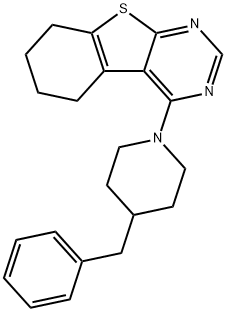 4-(4-benzylpiperidin-1-yl)-5,6,7,8-tetrahydrobenzo[4,5]thieno[2,3-d]pyrimidine 结构式