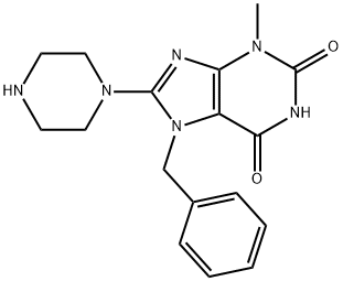 7-benzyl-3-methyl-8-(piperazin-1-yl)-3,7-dihydro-1H-purine-2,6-dione 结构式