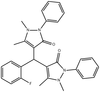 4,4-((2-fluorophenyl)methylene)bis(1,5-dimethyl-2-phenyl-1,2-dihydro-3H-pyrazol-3-one) 结构式