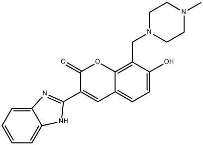 3-(1H-benzo[d]imidazol-2-yl)-7-hydroxy-8-((4-methylpiperazin-1-yl)methyl)-2H-chromen-2-one 结构式