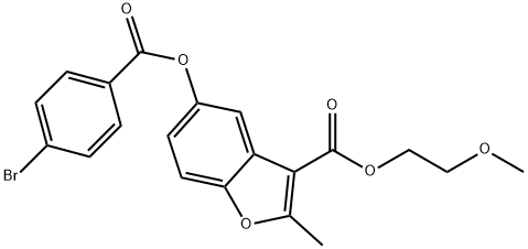 2-methoxyethyl 5-((4-bromobenzoyl)oxy)-2-methylbenzofuran-3-carboxylate 结构式