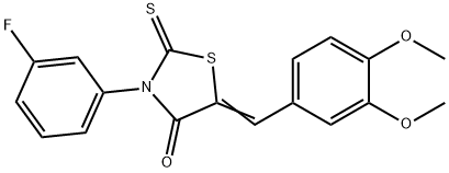 (E)-5-(3,4-dimethoxybenzylidene)-3-(3-fluorophenyl)-2-thioxothiazolidin-4-one 结构式