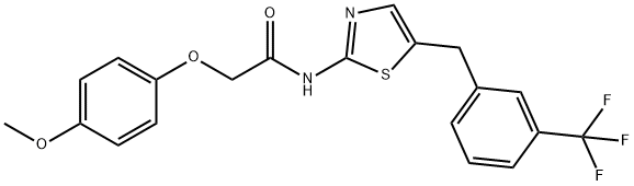 2-(4-methoxyphenoxy)-N-(5-(3-(trifluoromethyl)benzyl)thiazol-2-yl)acetamide 结构式