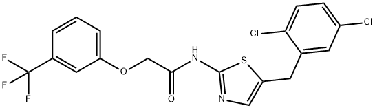 N-(5-(2,5-dichlorobenzyl)thiazol-2-yl)-2-(3-(trifluoromethyl)phenoxy)acetamide 结构式