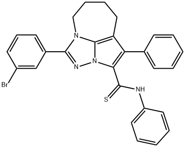 4-(3-bromophenyl)-N,1-diphenyl-5,6,7,8-tetrahydro-2a,3,4a-triazacyclopenta[cd]azulene-2-carbothioamide 结构式