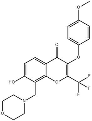 7-hydroxy-3-(4-methoxyphenoxy)-8-(morpholinomethyl)-2-(trifluoromethyl)-4H-chromen-4-one 结构式