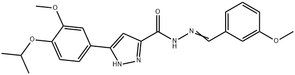 (E)-3-(4-isopropoxy-3-methoxyphenyl)-N-(3-methoxybenzylidene)-1H-pyrazole-5-carbohydrazide 结构式