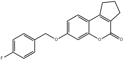 7-((4-fluorobenzyl)oxy)-2,3-dihydrocyclopenta[c]chromen-4(1H)-one 结构式