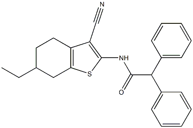 N-(3-cyano-6-ethyl-4,5,6,7-tetrahydro-1-benzothiophen-2-yl)-2,2-diphenylacetamide 结构式