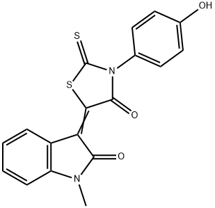 (Z)-3-(4-hydroxyphenyl)-5-(1-methyl-2-oxoindolin-3-ylidene)-2-thioxothiazolidin-4-one 结构式