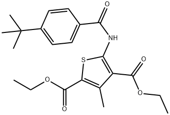 diethyl 5-(4-(tert-butyl)benzamido)-3-methylthiophene-2,4-dicarboxylate 结构式