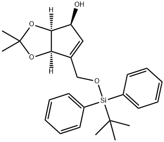 (3aS,4S,6aR)-6-((tert-butyldiphenylsilyloxy)methyl)-2,2-dimethyl-4,6a-dihydro-3aH-cyclopenta[d][1,3]dioxol-4-ol 结构式