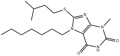 7-heptyl-8-(isopentylthio)-3-methyl-3,7-dihydro-1H-purine-2,6-dione 结构式