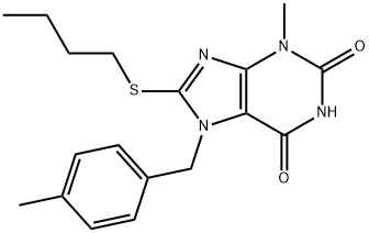 8-(butylthio)-3-methyl-7-(4-methylbenzyl)-3,7-dihydro-1H-purine-2,6-dione 结构式