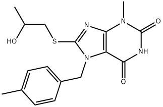 8-((2-hydroxypropyl)thio)-3-methyl-7-(4-methylbenzyl)-3,7-dihydro-1H-purine-2,6-dione 结构式