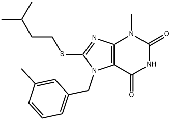 8-(isopentylthio)-3-methyl-7-(3-methylbenzyl)-3,7-dihydro-1H-purine-2,6-dione 结构式