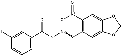 3-iodo-N'-[(6-nitro-1,3-benzodioxol-5-yl)methylene]benzohydrazide 结构式