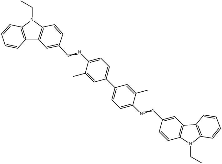 N,N'-bis[(9-ethyl-9H-carbazol-3-yl)methylene]-3,3'-dimethyl-4,4'-biphenyldiamine 结构式