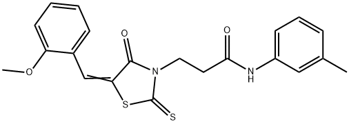 (Z)-3-(5-(2-methoxybenzylidene)-4-oxo-2-thioxothiazolidin-3-yl)-N-(m-tolyl)propanamide 结构式