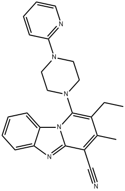 2-ethyl-3-methyl-1-(4-(pyridin-2-yl)piperazin-1-yl)benzo[4,5]imidazo[1,2-a]pyridine-4-carbonitrile 结构式