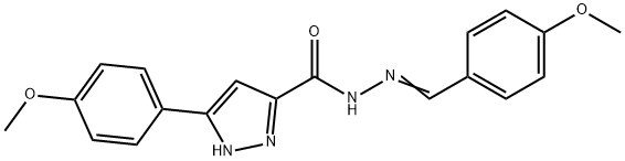 (E)-N-(4-methoxybenzylidene)-3-(4-methoxyphenyl)-1H-pyrazole-5-carbohydrazide 结构式