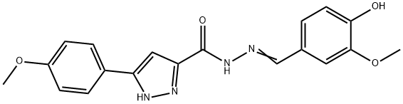 (E)-N-(4-hydroxy-3-methoxybenzylidene)-3-(4-methoxyphenyl)-1H-pyrazole-5-carbohydrazide 结构式