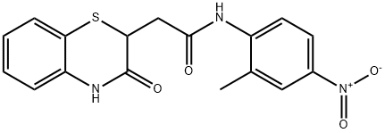 N-(2-methyl-4-nitrophenyl)-2-(3-oxo-3,4-dihydro-2H-benzo[b][1,4]thiazin-2-yl)acetamide 结构式