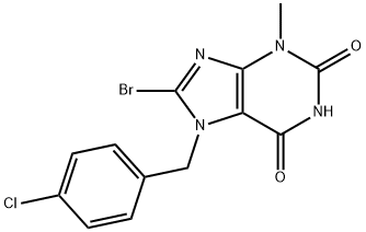 8-bromo-7-(4-chlorobenzyl)-3-methyl-3,7-dihydro-1H-purine-2,6-dione 结构式