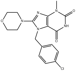 7-(4-chlorobenzyl)-3-methyl-8-morpholino-3,7-dihydro-1H-purine-2,6-dione 结构式