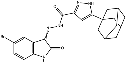3-((1s,3s)-adamantan-1-yl)-N-((E)-5-bromo-2-oxoindolin-3-ylidene)-1H-pyrazole-5-carbohydrazide 结构式