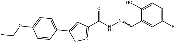 (E)-N-(5-bromo-2-hydroxybenzylidene)-3-(4-ethoxyphenyl)-1H-pyrazole-5-carbohydrazide 结构式
