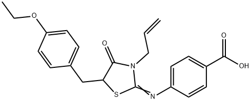 (E)-4-((3-allyl-5-(4-ethoxybenzyl)-4-oxothiazolidin-2-ylidene)amino)benzoic acid 结构式