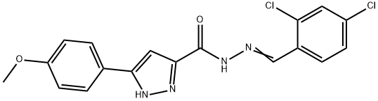 (E)-N-(2,4-dichlorobenzylidene)-3-(4-methoxyphenyl)-1H-pyrazole-5-carbohydrazide 结构式