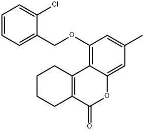 1-((2-chlorobenzyl)oxy)-3-methyl-7,8,9,10-tetrahydro-6H-benzo[c]chromen-6-one 结构式