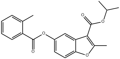 isopropyl 2-methyl-5-((2-methylbenzoyl)oxy)benzofuran-3-carboxylate 结构式