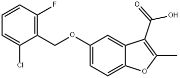 5-((2-chloro-6-fluorobenzyl)oxy)-2-methylbenzofuran-3-carboxylic acid 结构式