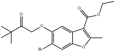 ethyl 6-bromo-5-(3,3-dimethyl-2-oxobutoxy)-2-methylbenzofuran-3-carboxylate 结构式