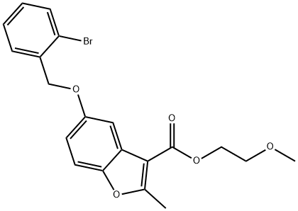 2-methoxyethyl 5-((2-bromobenzyl)oxy)-2-methylbenzofuran-3-carboxylate 结构式