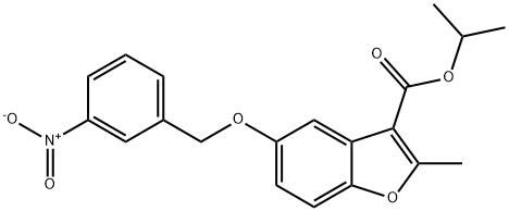 isopropyl 2-methyl-5-((3-nitrobenzyl)oxy)benzofuran-3-carboxylate 结构式